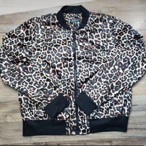 Satin Animal Print Bomber Jacket